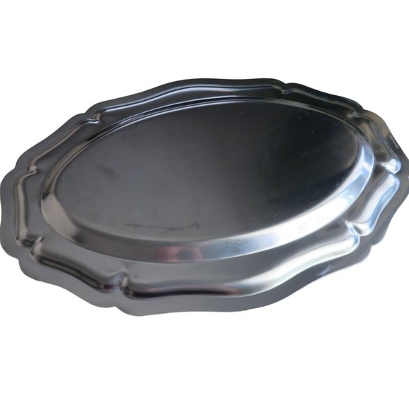 Vintage Stainless Steel Tray Vanity Serving Trinket Cosmetic Dresser Table - Picture 10 of 13